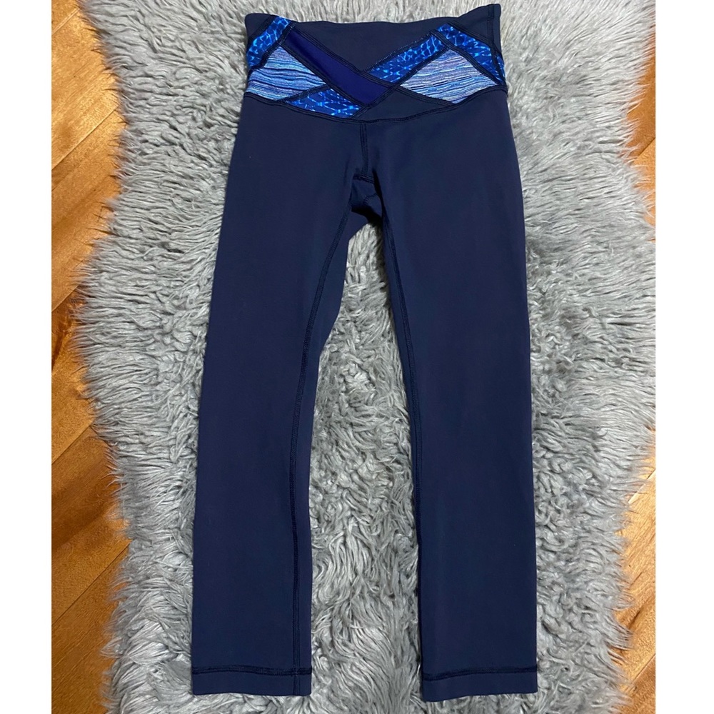 Lululemon Wunder Under Blue Patchwork Cropped Leg… - image 4